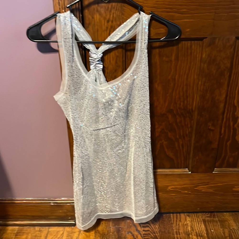 BKE Silver mesh tank top.